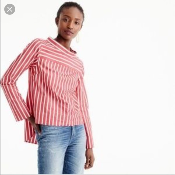 ❌SOLD❌ J. Crew funnelneck stripe hi low top shirt - Picture 4 of 8